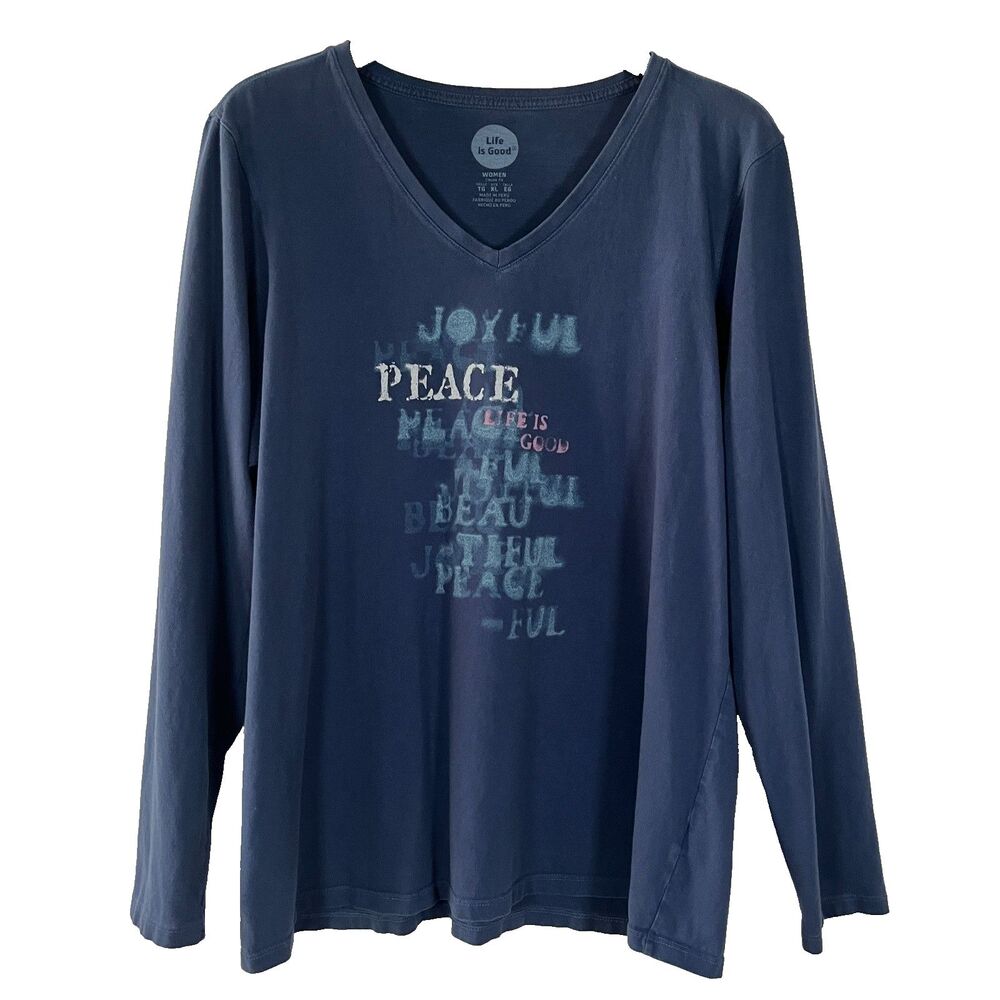 Life‎ Is Good Tee Shirt Women's XL Classic Fit Joyful Peaceful Gorpcore Outdoors